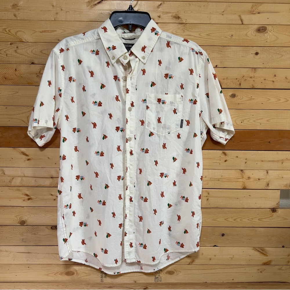 Eddie Bauer Men’s Cream Baja Classic Fit 100% Cotton Button Down Shirt size M